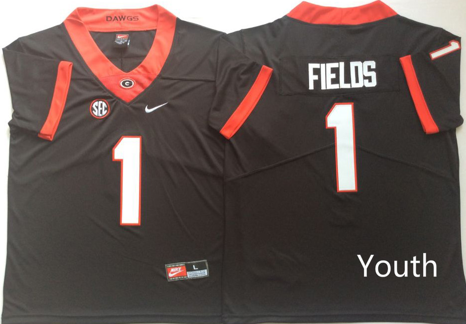 Youth Georgia Bulldogs #1 Fields Black Nike NCAA Jerseys->ncaa teams->NCAA Jersey